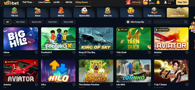 Hệ Thống Game Nhanh VaoBet Đỉnh Cao Nơi Hội Tụ Những Cao Thủ Săn Thưởng