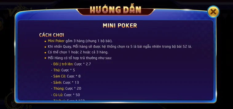 Trải Nghiệm Table Game Mini Poker Tại VaoBet Với Cơ Hội Nổ Hũ Khủng
